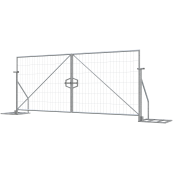Double-leaf mobile fence gate